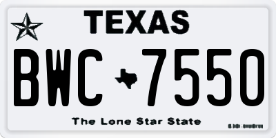 TX license plate BWC7550
