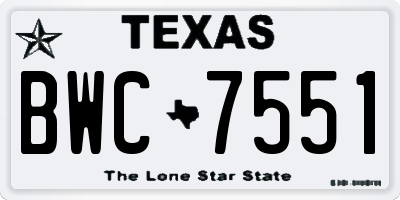 TX license plate BWC7551