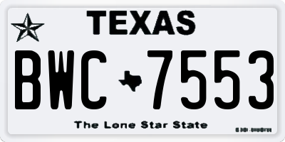 TX license plate BWC7553