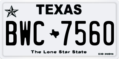 TX license plate BWC7560