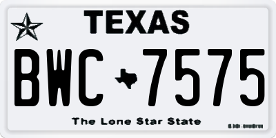 TX license plate BWC7575