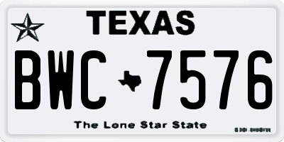 TX license plate BWC7576