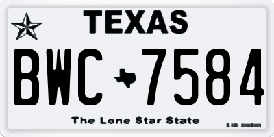 TX license plate BWC7584