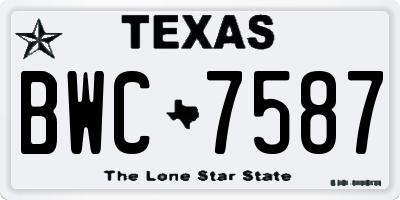 TX license plate BWC7587