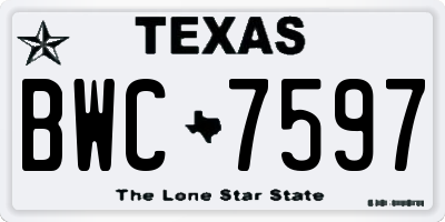 TX license plate BWC7597