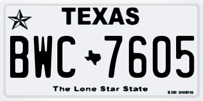 TX license plate BWC7605