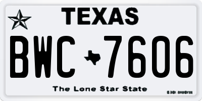 TX license plate BWC7606