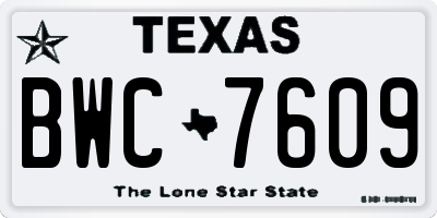 TX license plate BWC7609