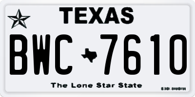 TX license plate BWC7610