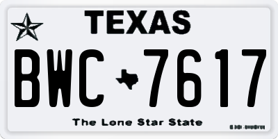TX license plate BWC7617