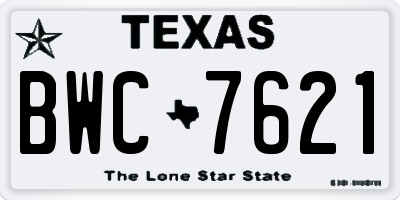 TX license plate BWC7621