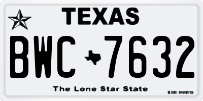 TX license plate BWC7632