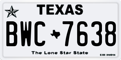TX license plate BWC7638