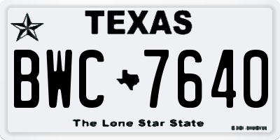 TX license plate BWC7640