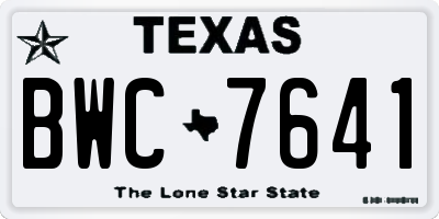 TX license plate BWC7641