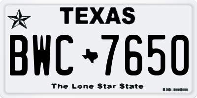 TX license plate BWC7650