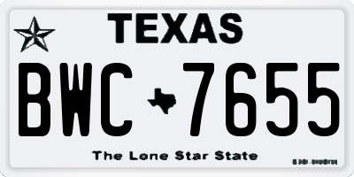 TX license plate BWC7655
