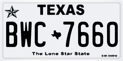 TX license plate BWC7660