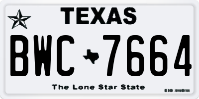 TX license plate BWC7664