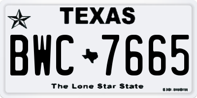 TX license plate BWC7665