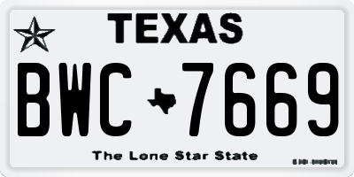 TX license plate BWC7669