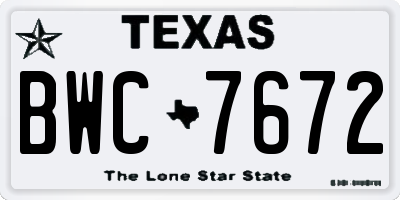 TX license plate BWC7672