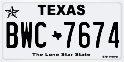 TX license plate BWC7674