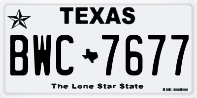 TX license plate BWC7677