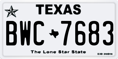 TX license plate BWC7683