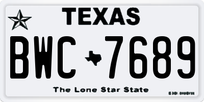 TX license plate BWC7689