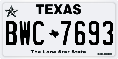 TX license plate BWC7693