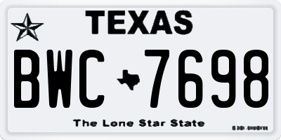 TX license plate BWC7698