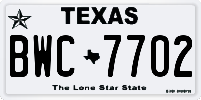 TX license plate BWC7702