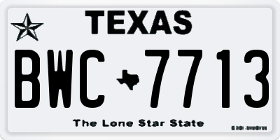 TX license plate BWC7713