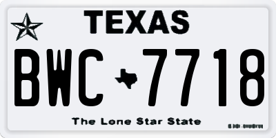 TX license plate BWC7718