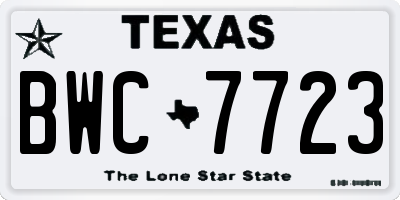 TX license plate BWC7723