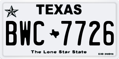 TX license plate BWC7726