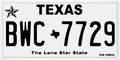 TX license plate BWC7729
