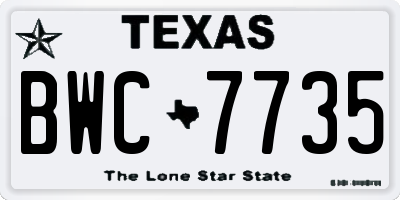 TX license plate BWC7735