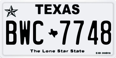 TX license plate BWC7748