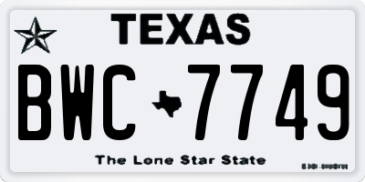 TX license plate BWC7749