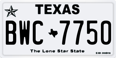 TX license plate BWC7750