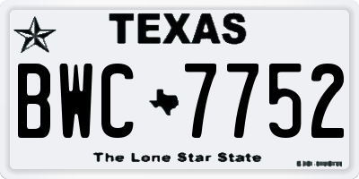 TX license plate BWC7752