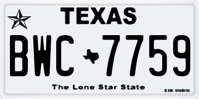 TX license plate BWC7759