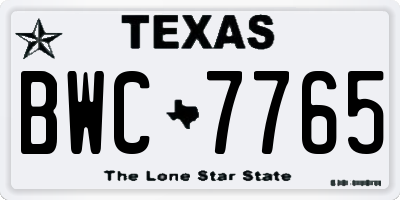TX license plate BWC7765