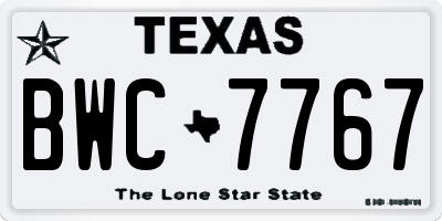 TX license plate BWC7767