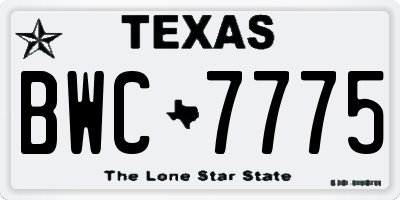 TX license plate BWC7775