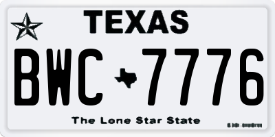 TX license plate BWC7776