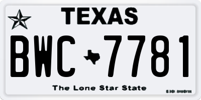 TX license plate BWC7781