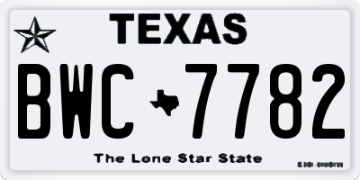 TX license plate BWC7782